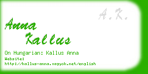 anna kallus business card